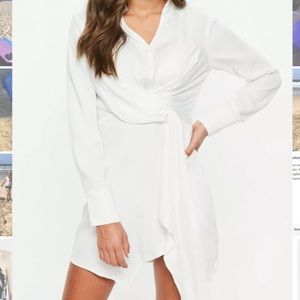 Missguided asymmetric knot dress sz 6 white NWT